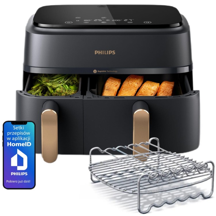 frytkownica beztłuszczowa airfryer philips ovi na352 RapidAir Dual Basket