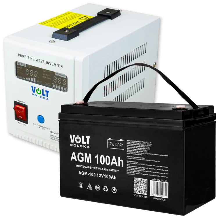 ZASILACZ AWARYJNY PRZETWORNICA UPS 800W 800E + AKUMULATOR 100Ah AGM VRLA