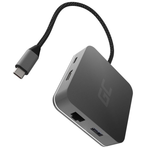 HUB USB-C ADAPTER USB 6W1 3x USB 3.0 USB C ETHERNET HDMI 4K Green Cell