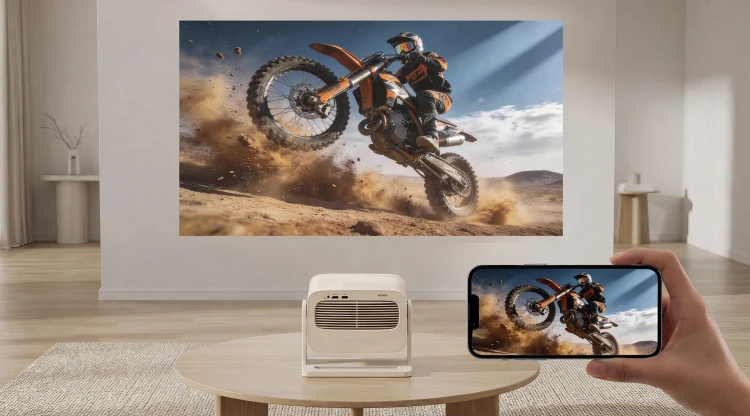 Wanbo Vali 1 Pro Beżowy | Projektor | 900 ANSI Lumen, Full HD, Google TV, Gimbal