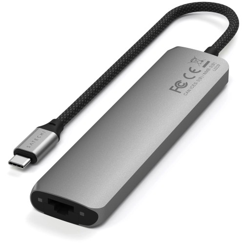 Satechi 7-in-1 USB-C Slim Wieloportowy Adapter USB-C Ethernet Space Grey