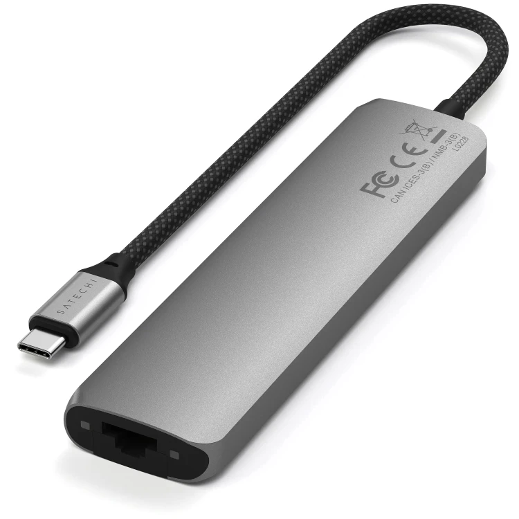 Satechi 7-in-1 USB-C Slim Wieloportowy Adapter USB-C Ethernet Space Grey
