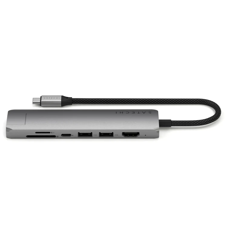 Satechi 7-in-1 USB-C Slim Wieloportowy Adapter USB-C Ethernet Space Grey