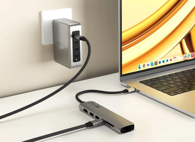 Satechi 7-in-1 USB-C Slim Wieloportowy Adapter USB-C Ethernet Space Grey
