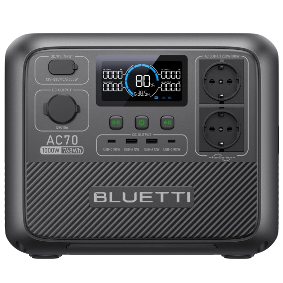Przenośna Stacja zasilania BLUETTI AC70 | 1000W 768Wh UPS