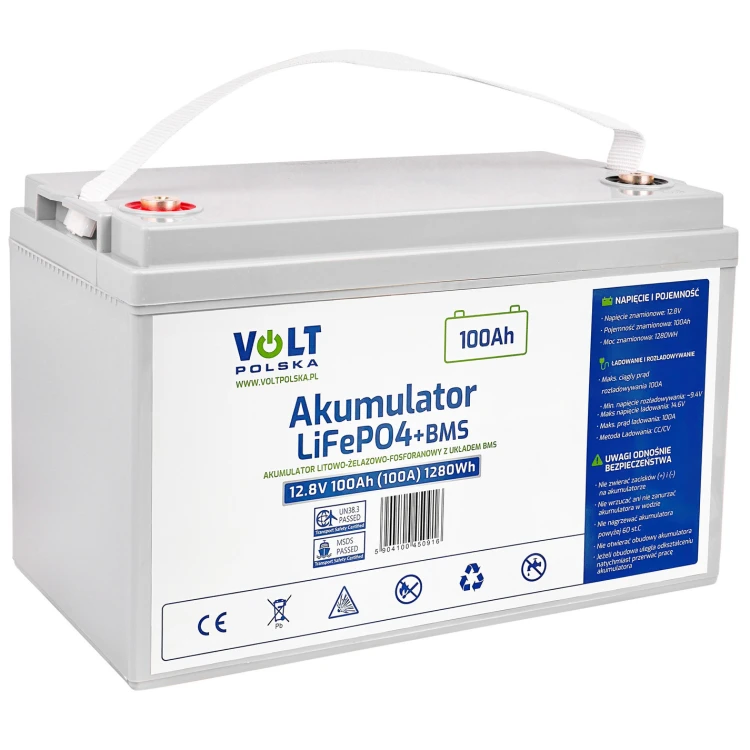 Akumulator LiFePO4 12,8V 100Ah (100A) + BMS bezobsługowy 6AKLI10012