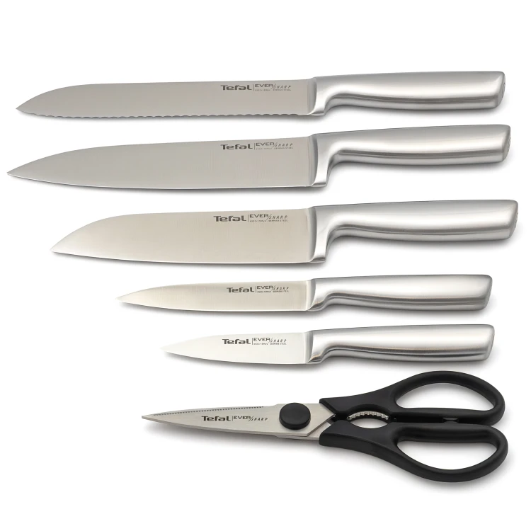Noże ze stali nierdzewnej TEFAL EverSharp Pro blok ostrzałka K2977S44