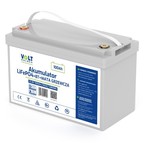 Akumulator LiFePO4 12,8V 100Ah (150A) + BMS + BLUETOOTH + MATA GRZEWCZA