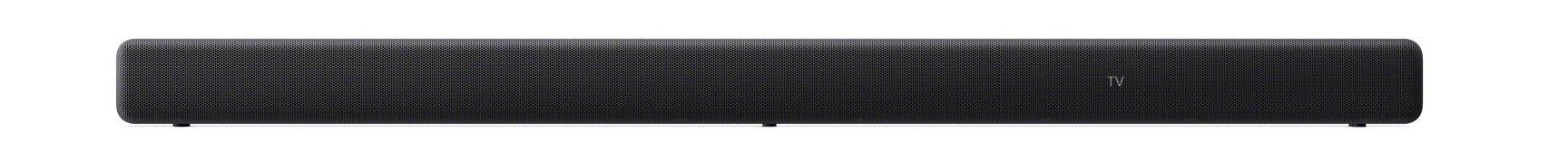 Czarny soundbar Sony HT-A3000, widok z przodu, z wyświetlaczem "TV", widoczny od przodu.
