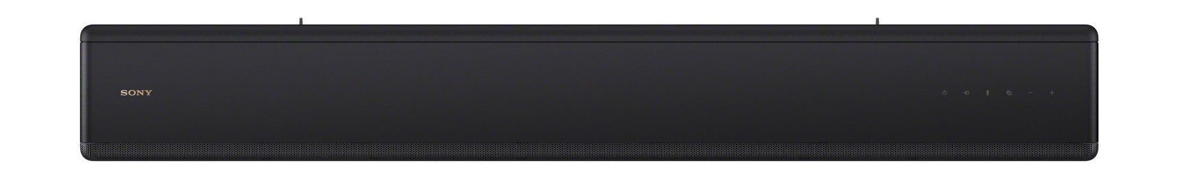 Czarny, podłużny soundbar Sony HT-A3000. Na lewej stronie widoczne jest logo SONY. W prawej części panelu znajdują się dotykowe przyciski sterowania, w tym zasilania, głośności i źródła.