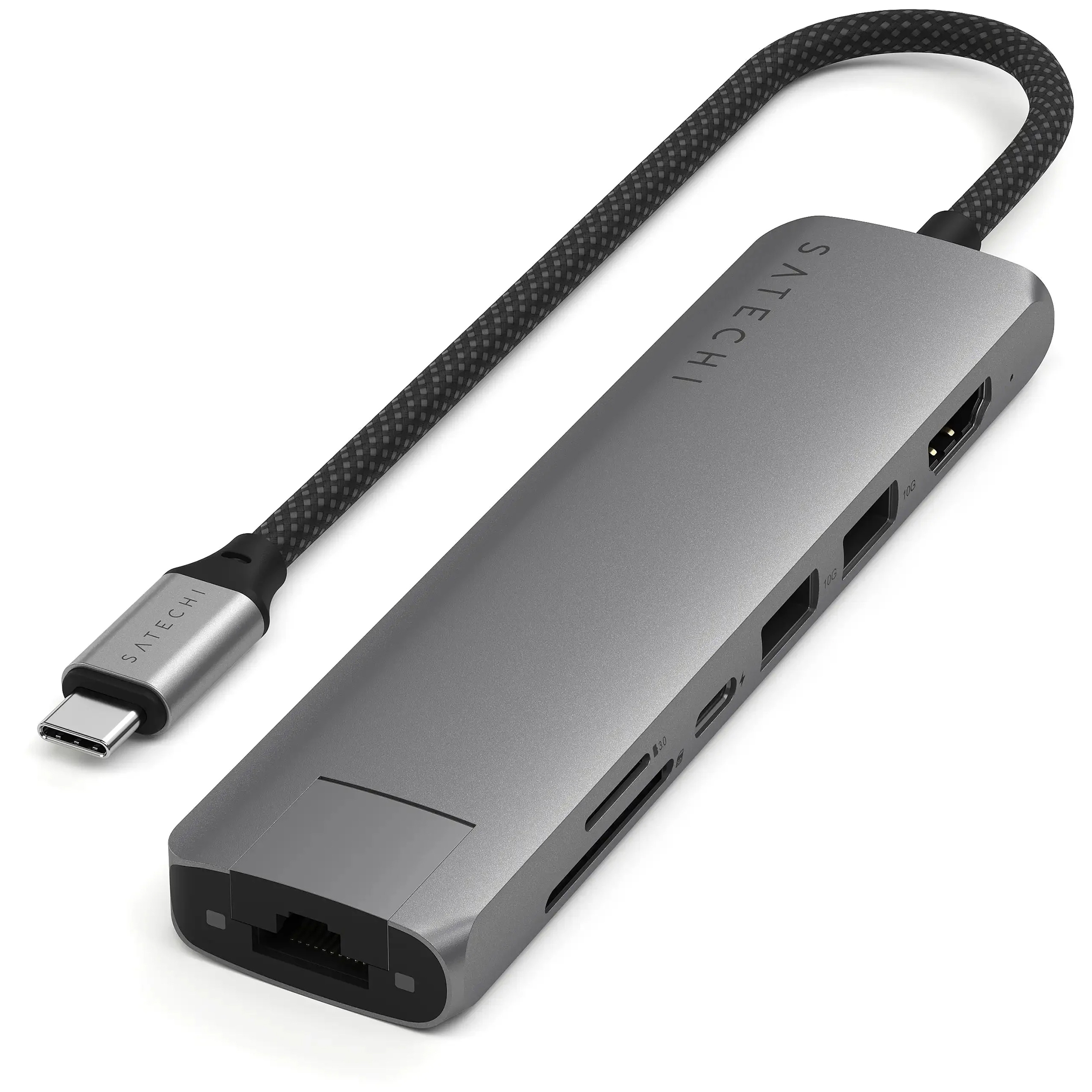 Satechi 7-in-1 USB-C Slim Wieloportowy Adapter USB-C Ethernet Space Grey